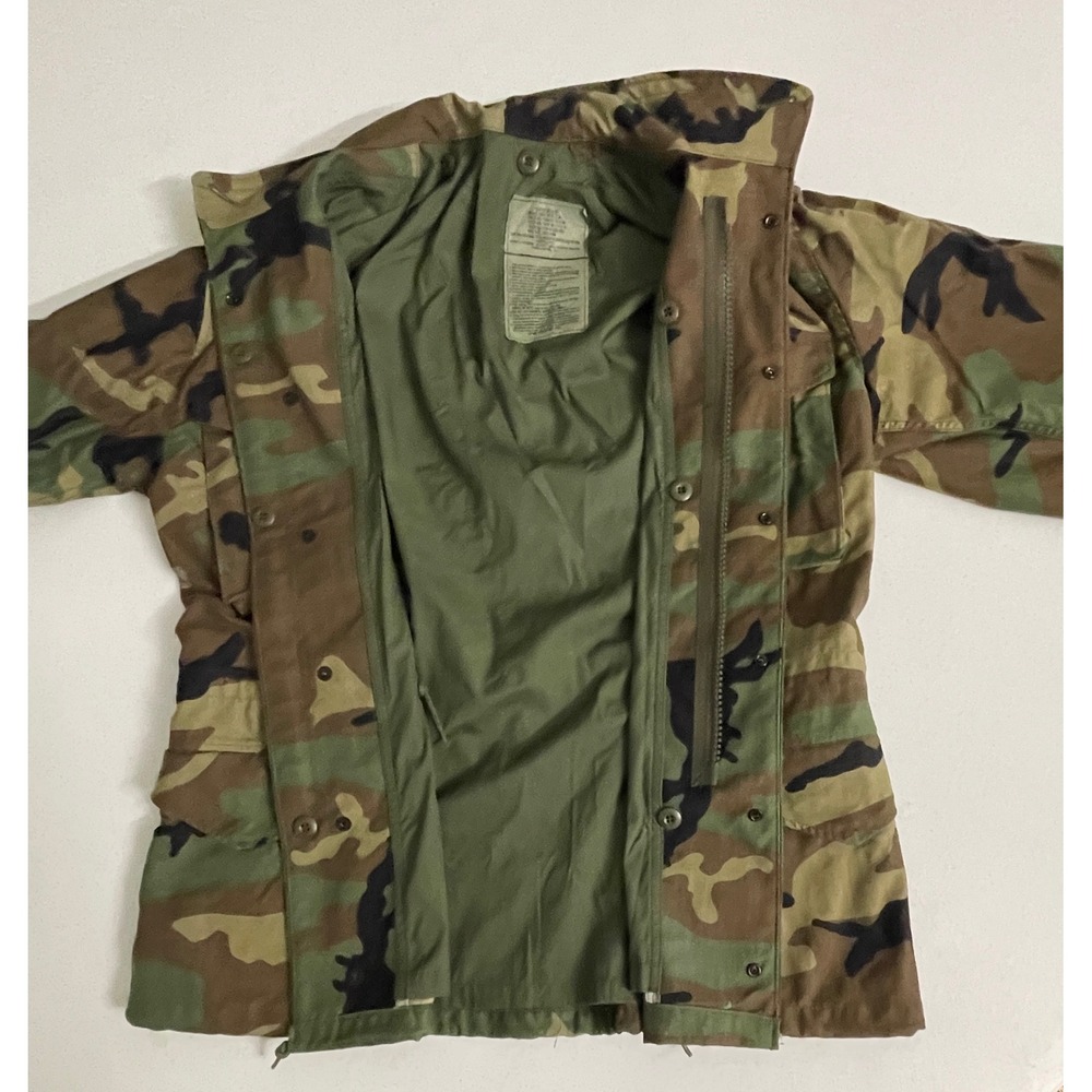 Vtg 1993 US Military M-65 Field Jacket Woodland Camo Medium Regular M65 Coat - Picture 7 of 11